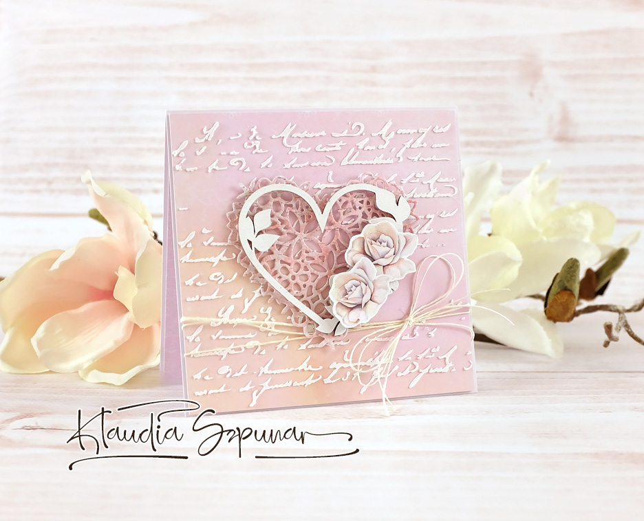 Rosa Handgemachte Hochzeitskarte