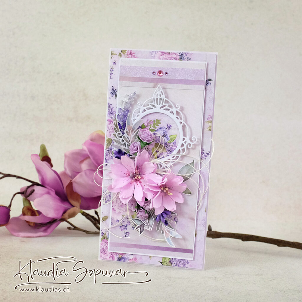 Violet und rosa handgemachte Geburtstagskarte