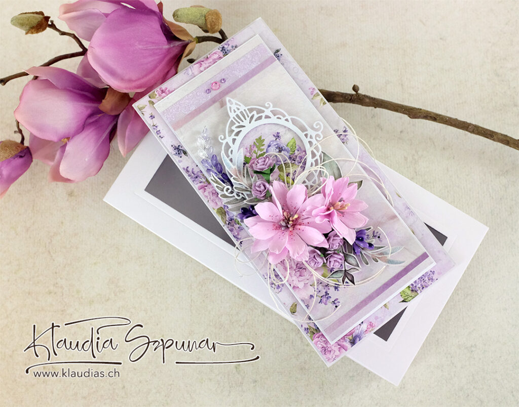 Violet and rosa handgemachte Geburtstagskarte