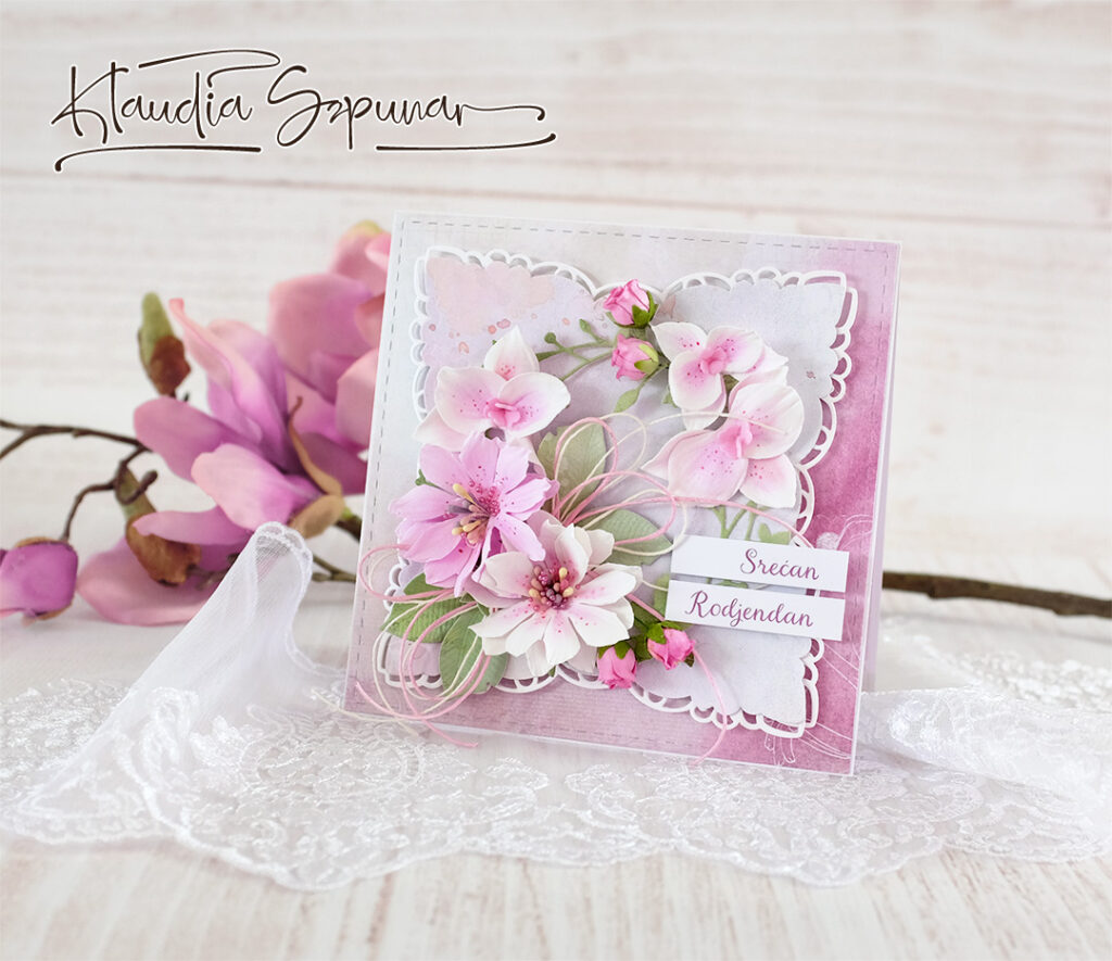 Handgemachte Geburtstagskarte mit Orchideen