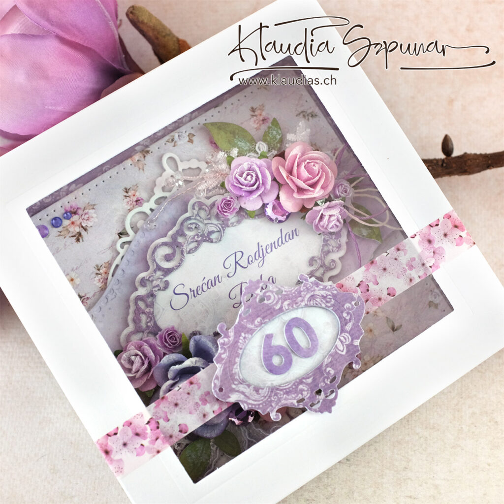 Handgemachte Geburtstagskarte in Violet mit Rosen