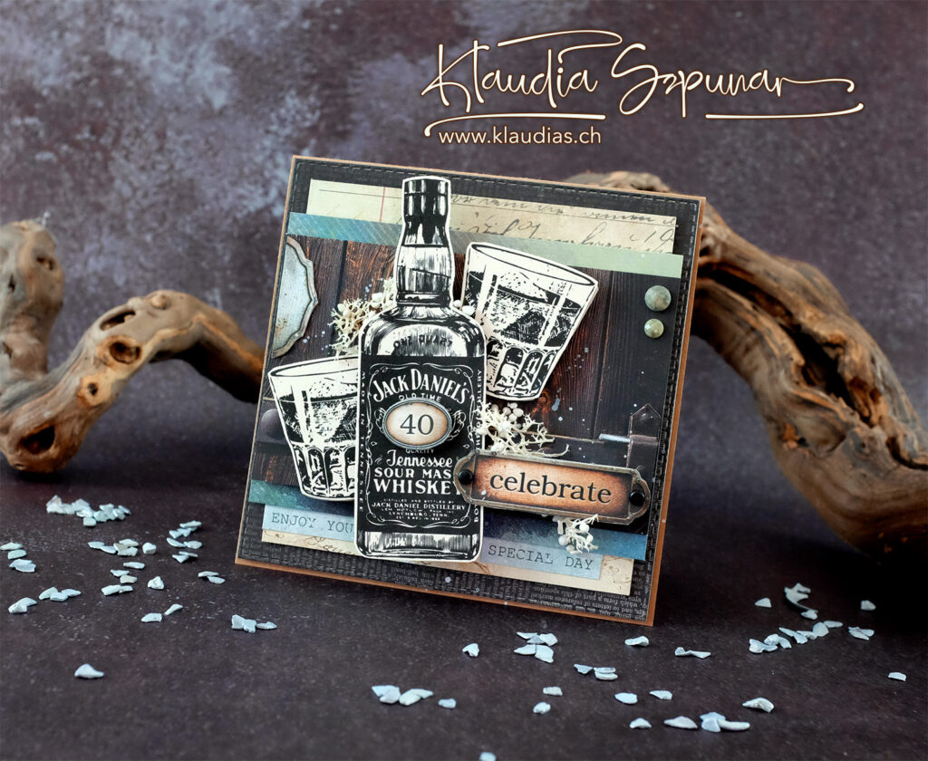 Handgemachte Geburtstagskarte mit Whisky für einen Mann